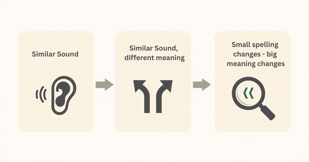 What are confusing words in English explained visually for beginners