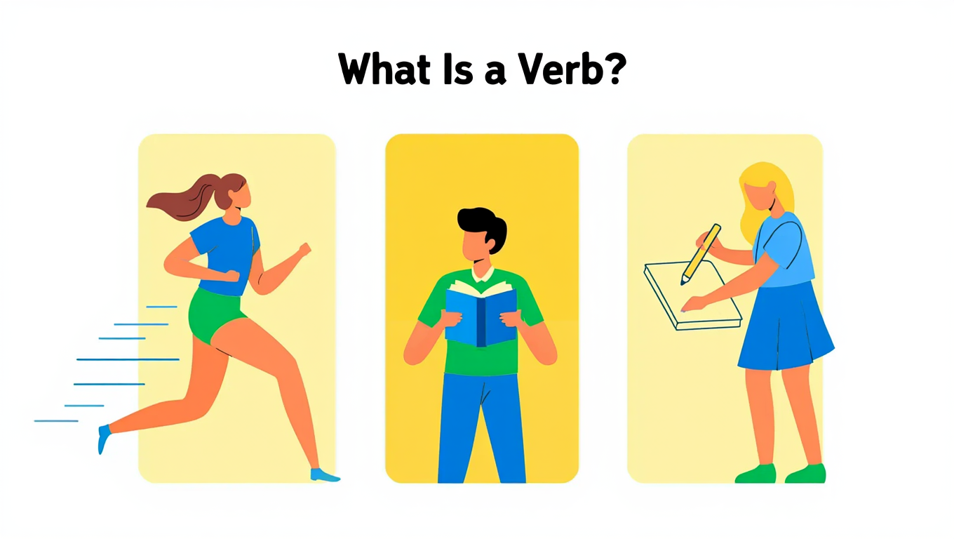 Featured image showing examples of verbs in action.
