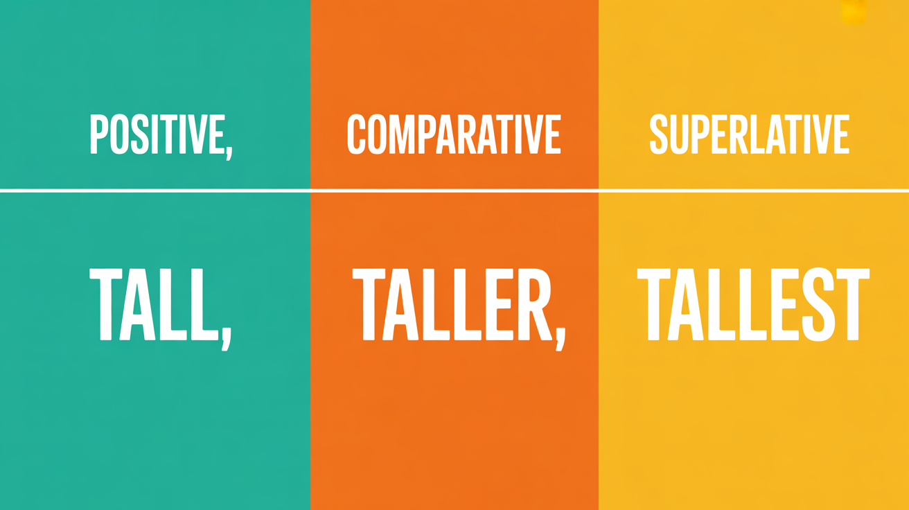 Infographic showing Positive, Comparative, and Superlative forms of adjectives