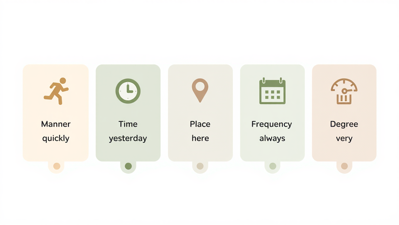 Types of adverbs with examples