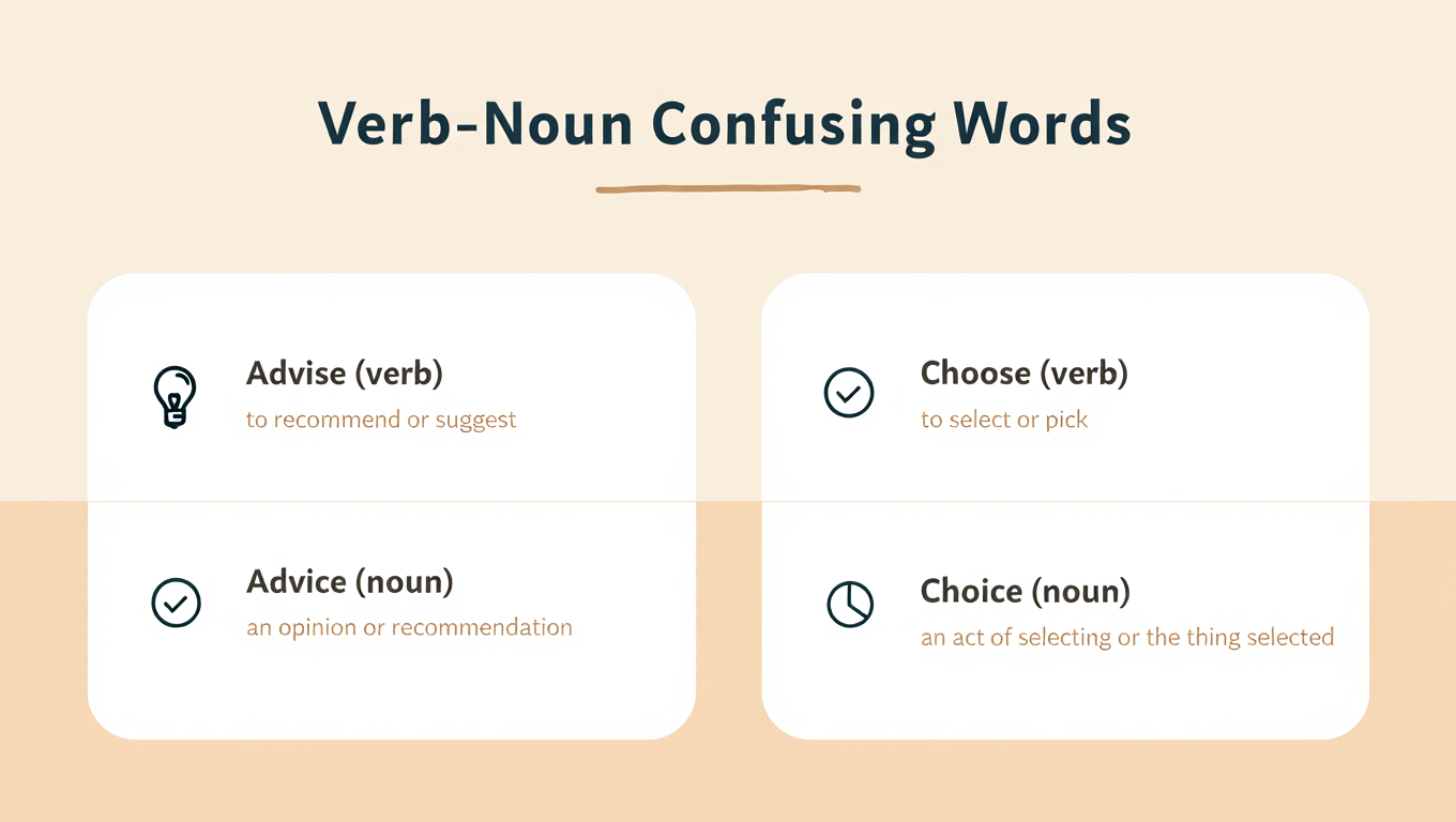 comparison - verb-noun confusing words