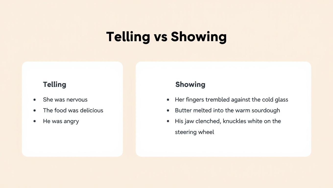 Flat writing versus sensory writing comparison example