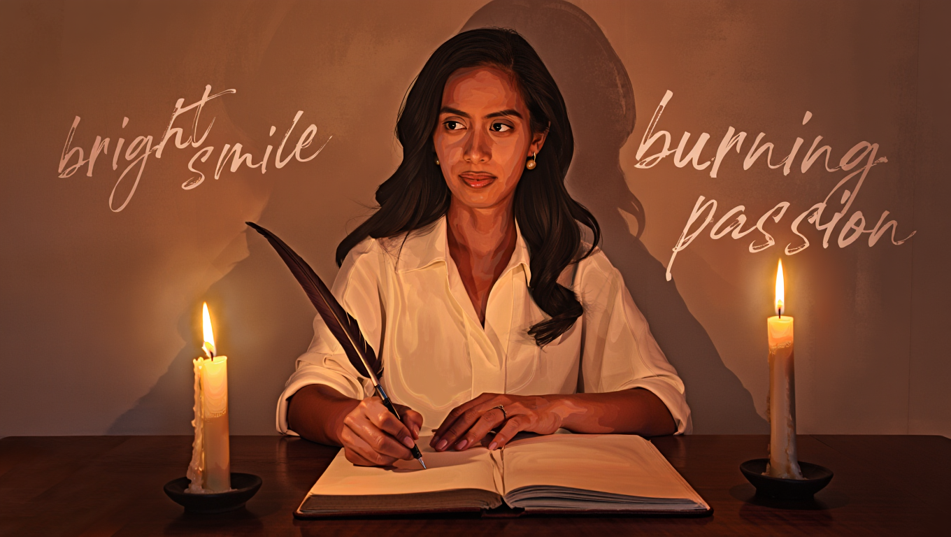 Artistic English word combinations for emotional and poetic expression, including 'bitter tears' and 'burning passion