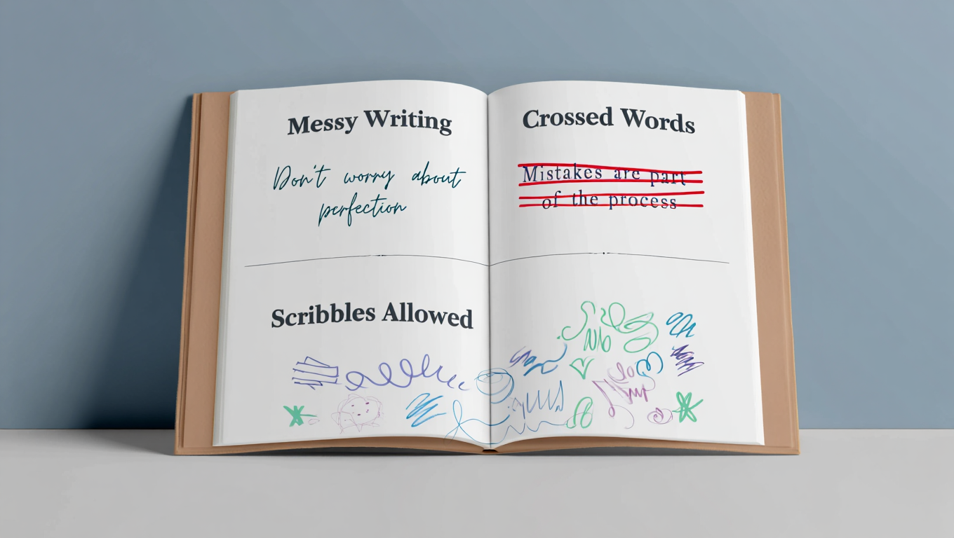 ugly first page method to overcome blank page fear in journaling