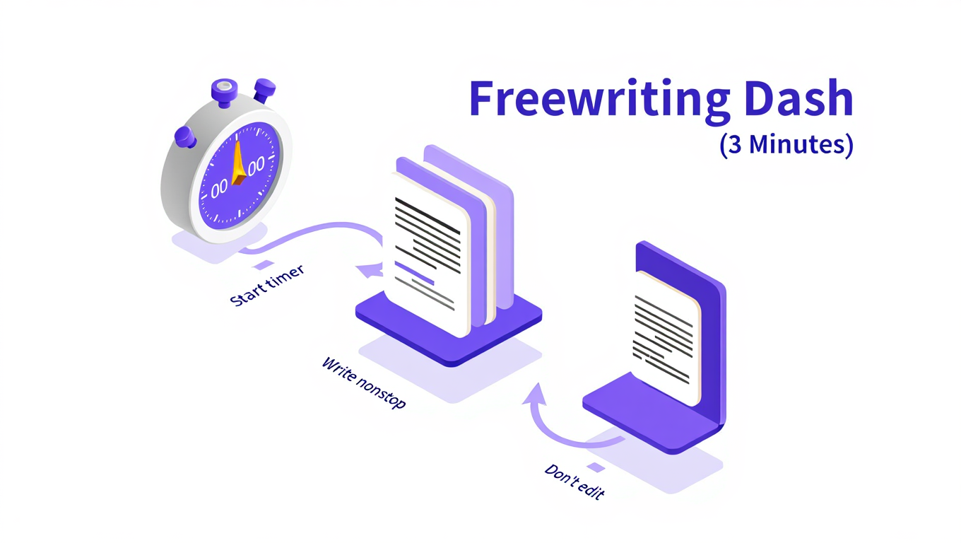 freewriting dash technique to beat journaling block