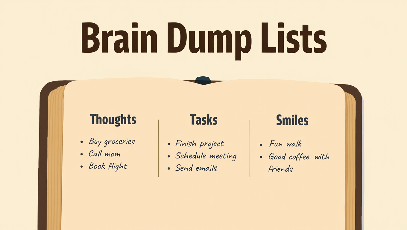 brain dump list journaling method to reduce blank page anxiety