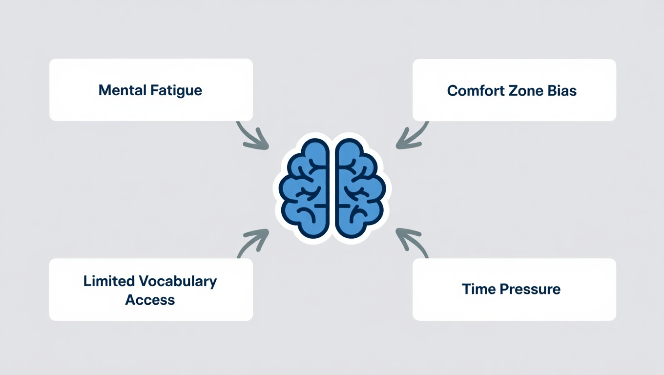 Infographic explaining why repetitive writing happens