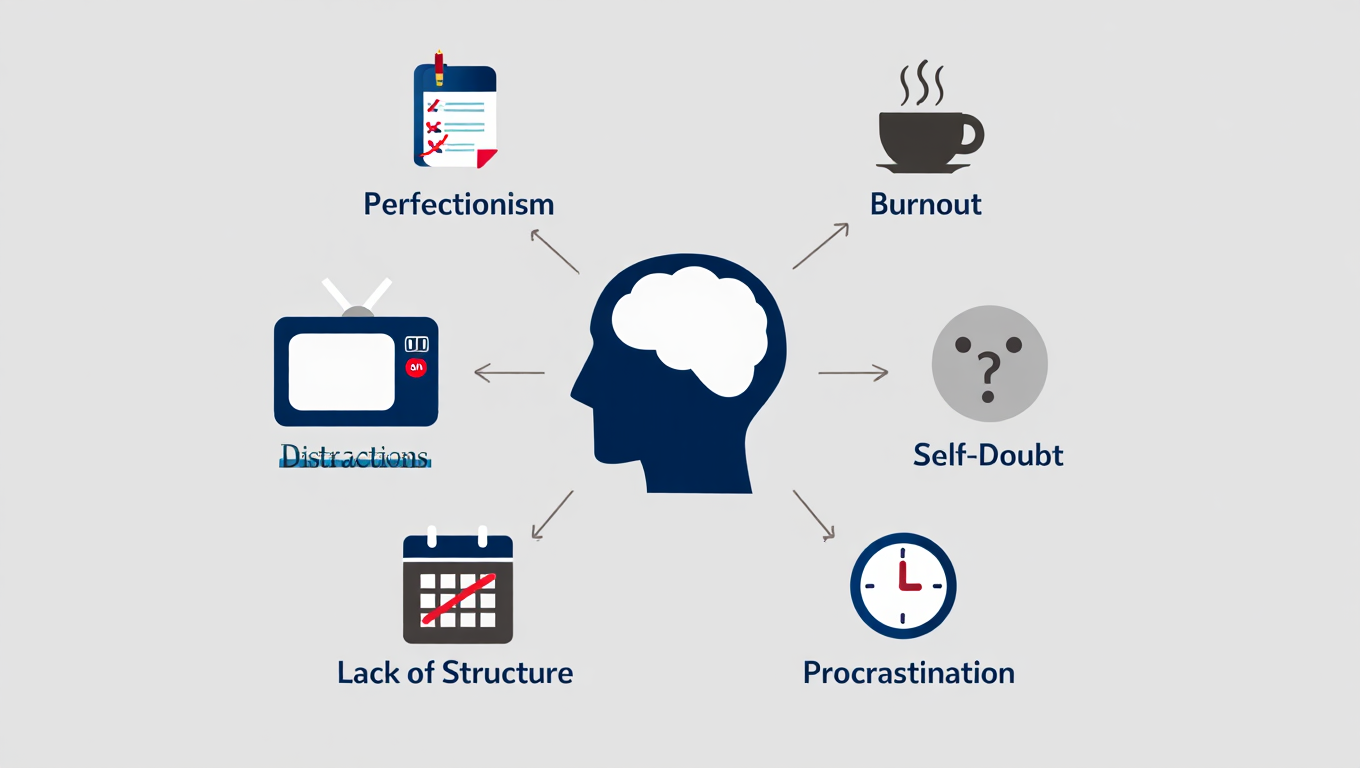 Common causes of writer’s block explained visually